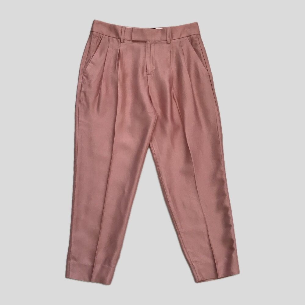 Banana Republic Pink Pleated Dress Pants Trousers Women's Size 4S Petite